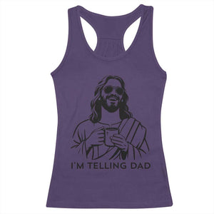 Funny Jesus Meme Racerback Tank Top I Am Telling Dad TS14 Purple Print Your Wear