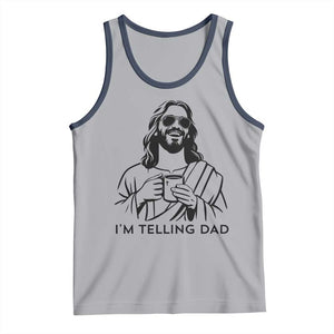 Funny Jesus Meme Tank Top I Am Telling Dad TS14 Athletic Heather Navy Print Your Wear