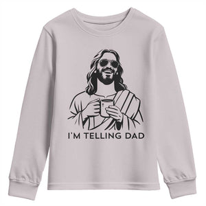 Funny Jesus Meme Youth Sweatshirt I Am Telling Dad TS14 Ice Gray Print Your Wear