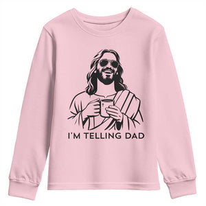 Funny Jesus Meme Youth Sweatshirt I Am Telling Dad TS14 Light Pink Print Your Wear