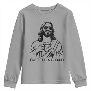 Funny Jesus Meme Youth Sweatshirt I Am Telling Dad TS14 Sport Gray Print Your Wear
