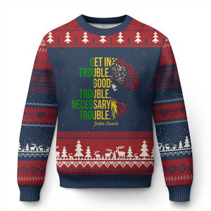 John Lewis Quote Civil Rights Ugly Christmas Sweater Get in Good Necessary Trouble TS14 Navy Red Print Your Wear