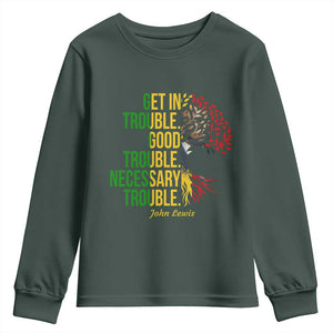 John Lewis Quote Civil Rights Youth Sweatshirt Get in Good Necessary Trouble TS14 Dark Forest Green Print Your Wear