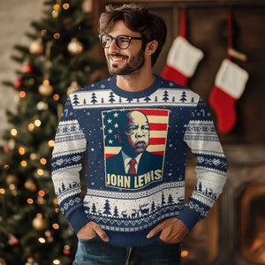 John Lewis Ugly Christmas Sweater Black History Month TS14 Navy Beige Print Your Wear