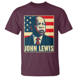 John Lewis T Shirt Black History Month TS14 Maroon Print Your Wear