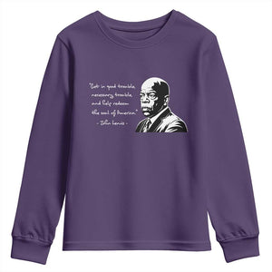 John Lewis Quote Youth Sweatshirt Black History Good Trouble TS14 Purple Print Your Wear
