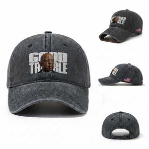 John Lewis Quote Affrican American Washed Cotton Baseball Cap Black History Good Trouble TS14 Washed Cap Universal Fit Dark Gray Print Your Wear