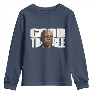 John Lewis Quote Affrican American Youth Sweatshirt Black History Good Trouble TS14 Navy Print Your Wear