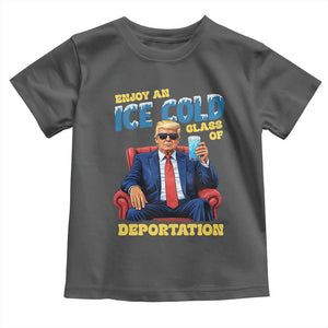ICE Enjoy an Ice Cold Glass of Deportation Toddler T Shirt Funny Political ICE Anti Trump TS14 Dark Heather Print Your Wear