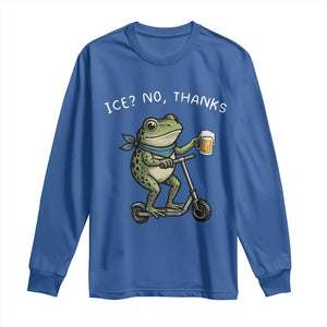 Funny Frog Anti ICE Political Protest Long Sleeve Shirt Ice? No Thanks TS14 Royal Blue Print Your Wear