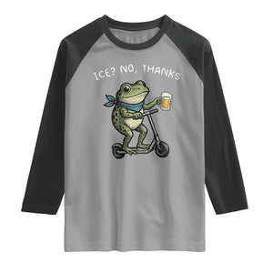 Funny Frog Anti ICE Political Protest Raglan Shirt Ice? No Thanks TS14 Sport Gray Black Print Your Wear