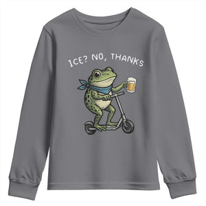 Funny Frog Anti ICE Political Protest Youth Sweatshirt Ice? No Thanks TS14 Charcoal Print Your Wear