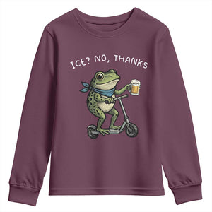 Funny Frog Anti ICE Political Protest Youth Sweatshirt Ice? No Thanks TS14 Maroon Print Your Wear