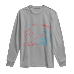 Funny Cat Anti ICE Political Protest Long Sleeve Shirt Ice? No Thanks TS14 Sport Gray Print Your Wear