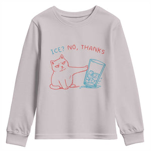 Funny Cat Anti ICE Political Protest Youth Sweatshirt Ice? No Thanks TS14 Ice Gray Print Your Wear