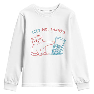Funny Cat Anti ICE Political Protest Youth Sweatshirt Ice? No Thanks TS14 White Print Your Wear