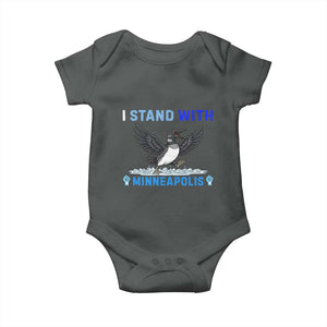 I Stand With Minneapolis Baby Onesie Loon Minnesota Resist Anti ICE Immigration Protest TS14 Dark Heather Print Your Wear