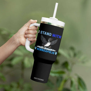I Stand With Minneapolis Tumbler With Handle Loon Minnesota Resist Anti ICE Immigration Protest TS14 Print Your Wear