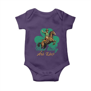 How Lucky Are We Baby Onesie Cowboy Western Irish St Patrick's Day TS14 Purple Print Your Wear