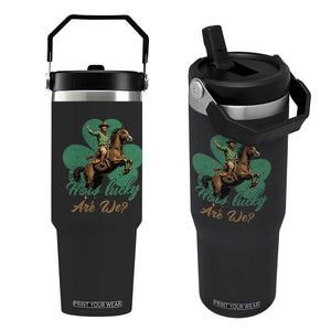 How Lucky Are We Flip Straw Tumbler Cowboy Western Irish St Patrick's Day TS14 One Size: 30 oz Black Print Your Wear