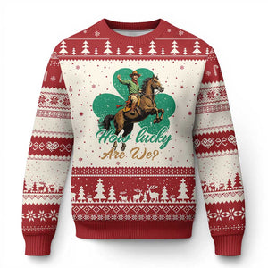 How Lucky Are We Ugly Christmas Sweater Cowboy Western Irish St Patrick's Day TS14 Beige Red Print Your Wear