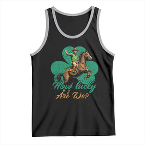 How Lucky Are We Tank Top Cowboy Western Irish St Patrick's Day TS14 Black Athletic Heather Print Your Wear