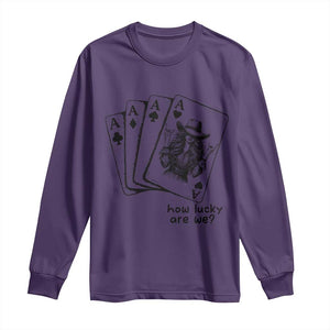 How Lucky Are We Long Sleeve Shirt Funny Western Cowgirl Rodeo Playing Card TS14 Purple Print Your Wear