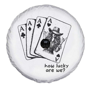 How Lucky Are We Spare Tire Cover Funny Western Cowgirl Rodeo Playing Card TS14 Print Your Wear