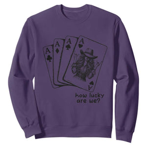 How Lucky Are We Sweatshirt Funny Western Cowgirl Rodeo Playing Card TS14 Purple Print Your Wear