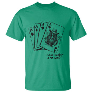 How Lucky Are We T Shirt Funny Western Cowgirl Rodeo Playing Card TS14 Irish Green Print Your Wear