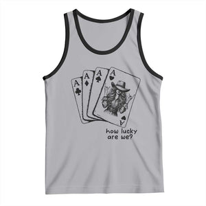 How Lucky Are We Tank Top Funny Western Cowgirl Rodeo Playing Card TS14 Athletic Heather Black Print Your Wear