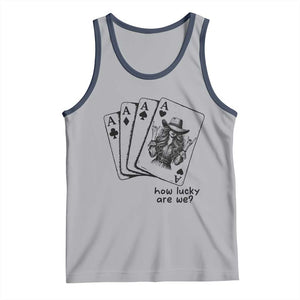 How Lucky Are We Tank Top Funny Western Cowgirl Rodeo Playing Card TS14 Athletic Heather Navy Print Your Wear