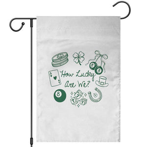 How Lucky Are We Garden Flag Irish Shamrock Horseshoe St Patricks Day TS14 White Print Your Wear