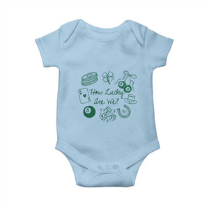 How Lucky Are We Baby Onesie Irish Shamrock Horseshoe St Patricks Day TS14 Light Blue Print Your Wear
