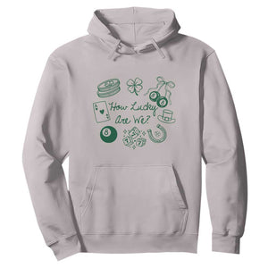 How Lucky Are We Hoodie Irish Shamrock Horseshoe St Patricks Day TS14 Ice Gray Print Your Wear