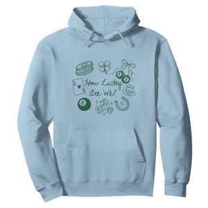 How Lucky Are We Hoodie Irish Shamrock Horseshoe St Patricks Day TS14 Light Blue Print Your Wear