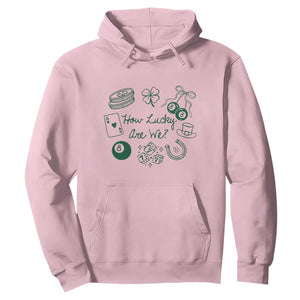 How Lucky Are We Hoodie Irish Shamrock Horseshoe St Patricks Day TS14 Light Pink Print Your Wear