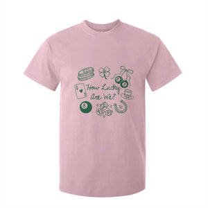 How Lucky Are We T Shirt For Kid Irish Shamrock Horseshoe St Patricks Day TS14 Light Pink Print Your Wear
