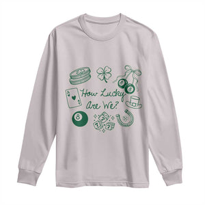 How Lucky Are We Long Sleeve Shirt Irish Shamrock Horseshoe St Patricks Day TS14 Ice Gray Print Your Wear