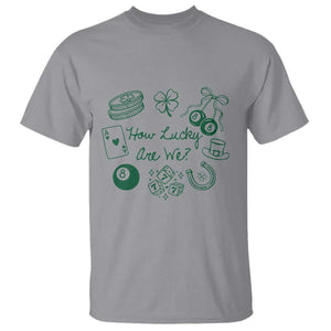 How Lucky Are We T Shirt Irish Shamrock Horseshoe St Patricks Day TS14 Sport Gray Print Your Wear
