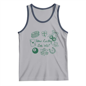 How Lucky Are We Tank Top Irish Shamrock Horseshoe St Patricks Day TS14 Athletic Heather Navy Print Your Wear