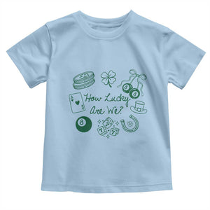 How Lucky Are We Toddler T Shirt Irish Shamrock Horseshoe St Patricks Day TS14 Light Blue Print Your Wear