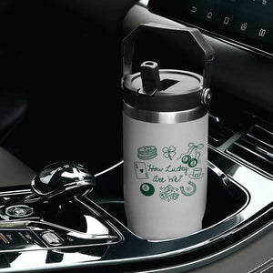 How Lucky Are We Flip Straw Tumbler Irish Shamrock Horseshoe St Patricks Day TS14 Print Your Wear