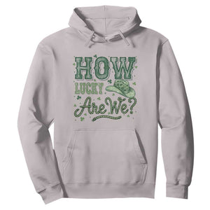 How Lucky Are We Hoodie Cowboy Western St Patrick's Day TS14 Ice Gray Print Your Wear