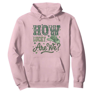 How Lucky Are We Hoodie Cowboy Western St Patrick's Day TS14 Light Pink Print Your Wear
