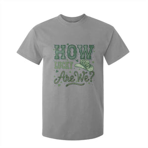 How Lucky Are We T Shirt For Kid Cowboy Western St Patrick's Day TS14 Sport Gray Print Your Wear