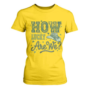 How Lucky Are We T Shirt For Women Cowboy Western St Patrick's Day TS14 Daisy Print Your Wear