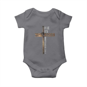 He is Risen Christian Baby Onesie Easter Cross Jesus Christian TS14 Charcoal Print Your Wear