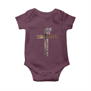 He is Risen Christian Baby Onesie Easter Cross Jesus Christian TS14 Maroon Print Your Wear