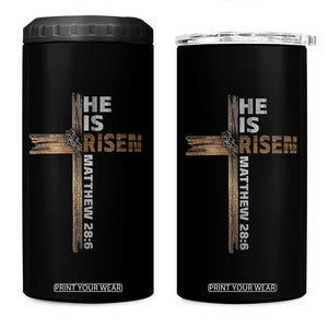 He is Risen Christian 4 in 1 Can Cooler Tumbler Easter Cross Jesus Christian TS14 One Size: 16 oz Black Print Your Wear